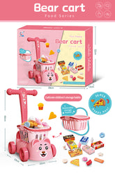 Kids Kitchen Role Play Fruit Cutting Set Simulation Supermarket Shopping Cart Toys